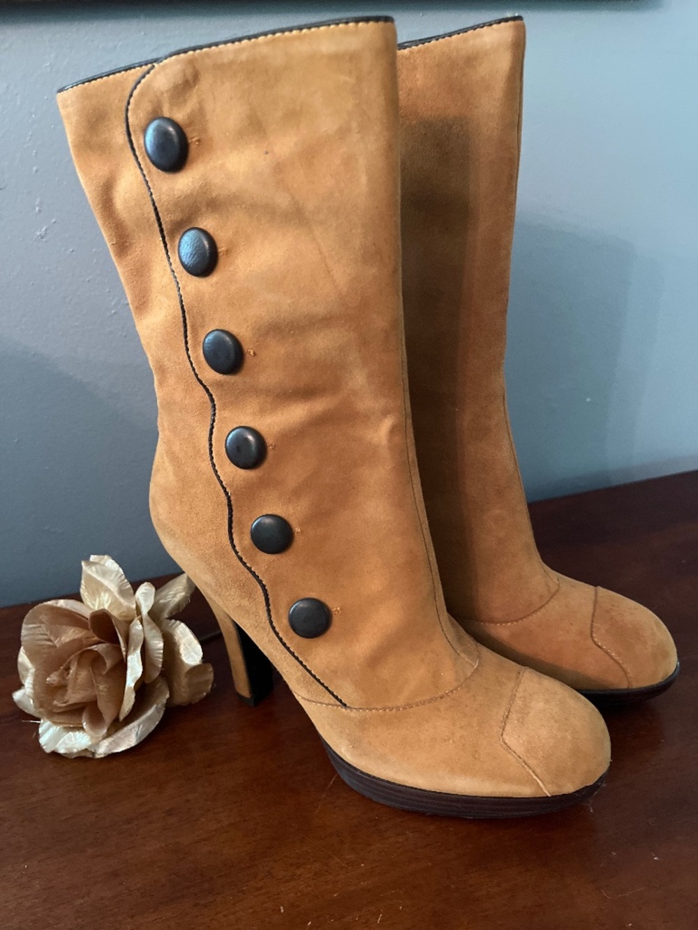 SAM EDELMAN Leather mid calf platform BOOTS